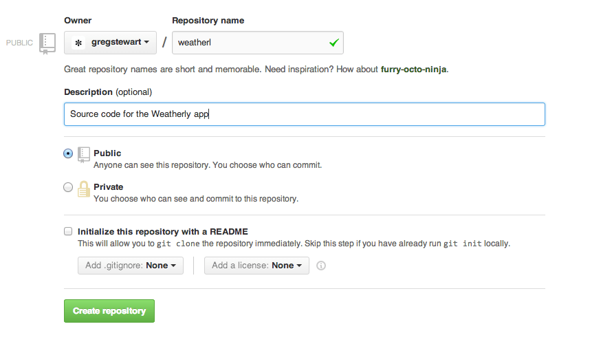 Creating your weatherly repository