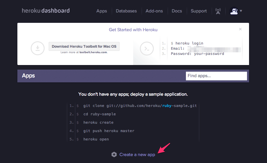 Heroku dashboard