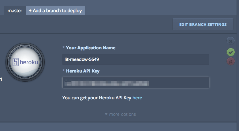 Codeship settings for heroku deployment